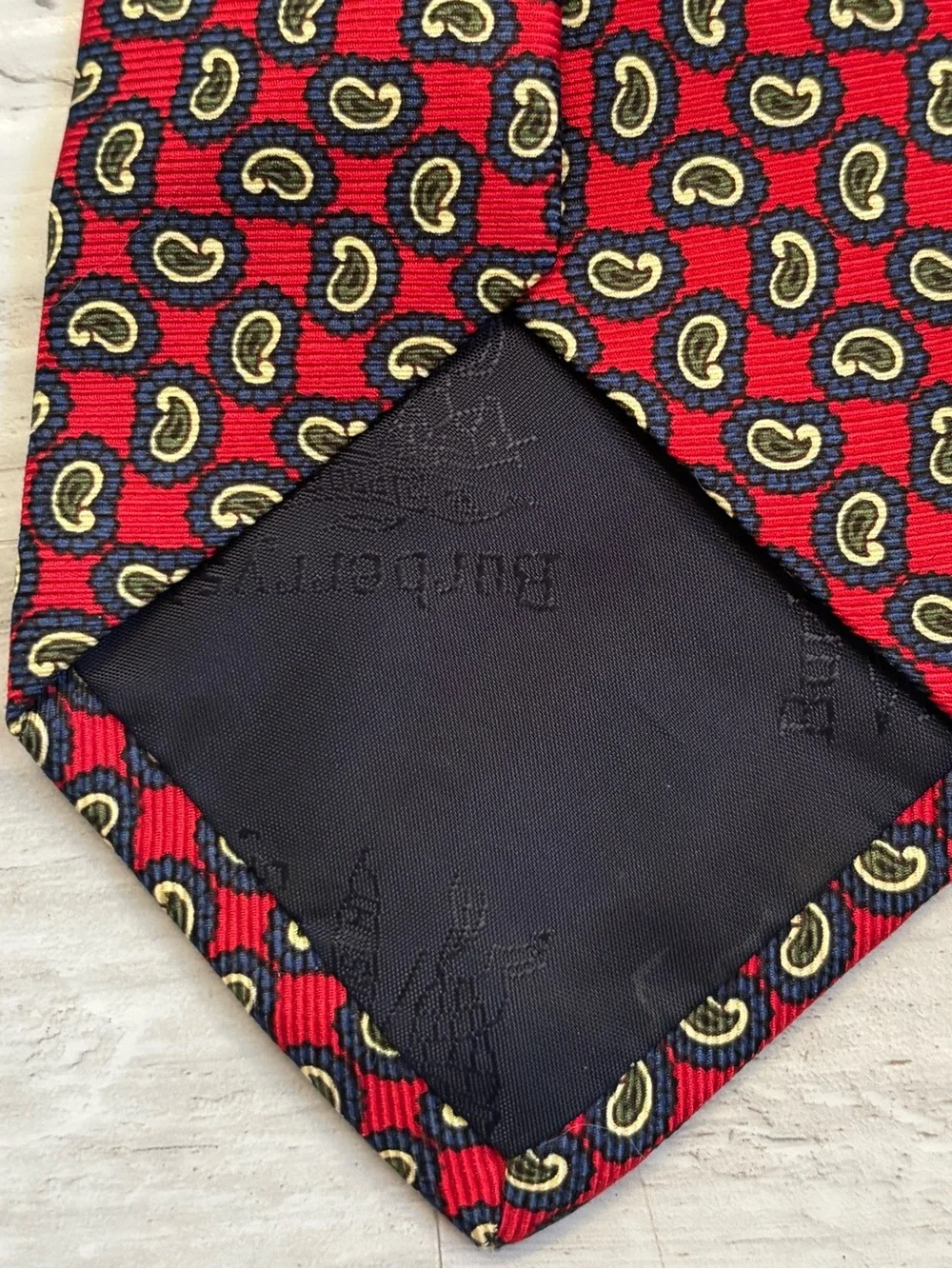Burberrys Vintage Red Paisley Silk Tie